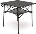 SUNNYFEEL Aluminum FoldingTable for Camping, LightweightRoll Up Top, Portable CampTables with Carry Bag forOutdoor Picnic (Square, Brown)