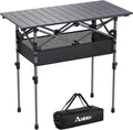 Anbte 3ft Aluminum Roll TopCamping Table, 2 AdjustableHeight Camping Table Foldingwith Storage Net & BagLightweight Roll Up Table forTailgate Outdoor Backyard BBQPatio Picnic, 32.2” X 16”, Blac